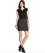 Ivy + Blu Black And Grey Ponte Jacquard Dress Sleeveless Dress