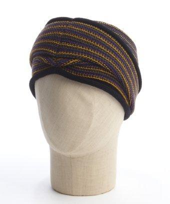 Grace Hats Black And Purple Knit Twist Turban Headband