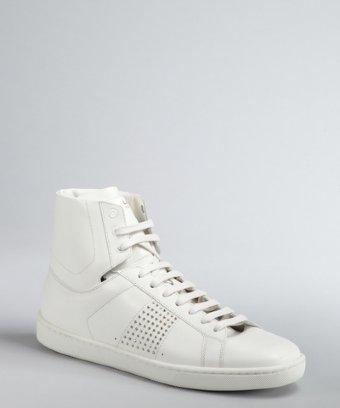 Saint Laurent White Leather Studded High-top Sneakers