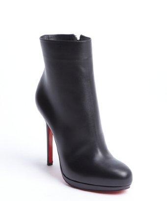 Christian Louboutin Black Leather Side Zip Heel Boots