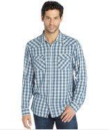 3rd & Army Blue Plaid Cotton Woven Long Sleeve 'amigo' Flannel Shirt