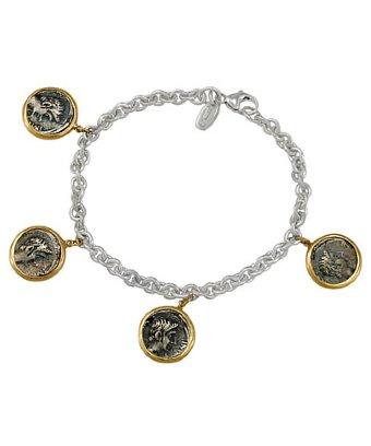 1884 Jewelry 1884 - Appia 18k Yellow Gold And Sterling Silver Charm Bracelet W/4 Ottaviano Coins