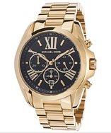 Michael Kors Women's Bradshaw Chronograph Black Dial Gold Tone Ip Stainless Steel