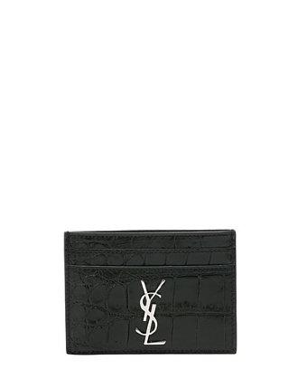 Saint Laurent Black Leather Monogrammed Card Case