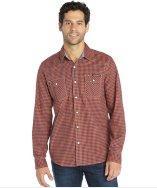 3rd & Army Orange Gingham Cotton 'yonder' Long Sleeve Shirt