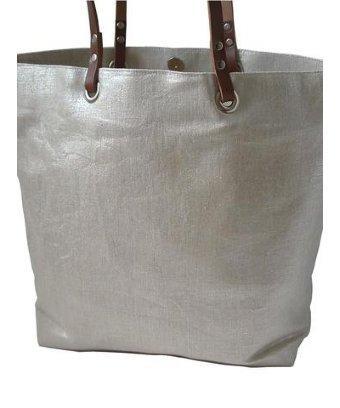 Independent Reign Metallic Linen And Leather Tote Bag - Silver