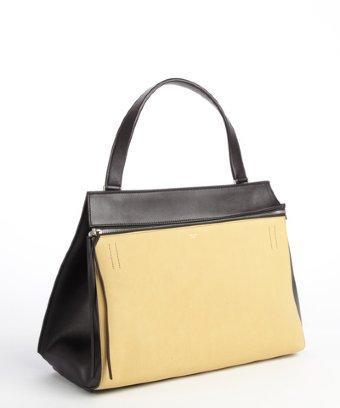 Celine Beige And Black 'edge' Supple Calfskin Leather Bag