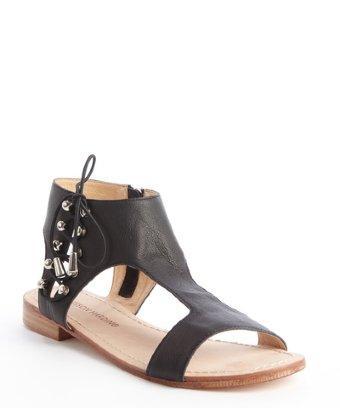 Madison Harding Black Suede 'glossina' Lace Up Side Flat Sandals