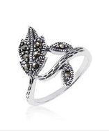 Aeravida Dazzling Wrap Around Leaf-leaves Marcasite Sterling Silver Ring