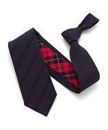 General Knot & Co. Tone On Tone Black Stripe & Crimson Tartan Necktie