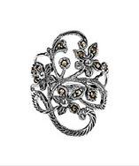 Aeravida Beautiful Marcasite Flower Vine Sterling Silver Ring