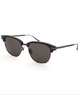 Bottega Veneta Men's Square Black And Titanium Sunglasses