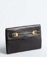 Rebecca Minkoff Black Leather Dual Buckle Clutch