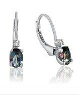 Amanda Rose Collection Silver Mystictopaz & Diamond Leverback Earrings