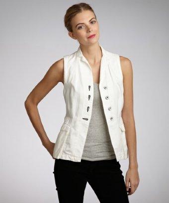 Rag & Bone Off White Cotton-linen Blend Sleeveless Blazer