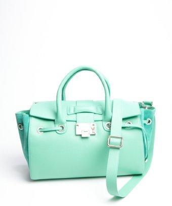 Jimmy Choo Mint Green Grained Leather 'rosa' Tote Bag