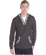 3rd & Army Charcoal And Ivory Barb Wire Detail 'dawson' Long Sleeve Hoodie