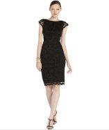 A.b.s. By Allen Schwartz Black Stretch Lace Overlay Cap Sleeve Dress