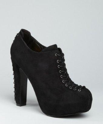 Pour la Victoire black suede 'Agalia' lace-up platform booties