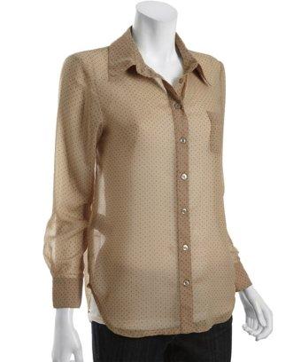 Bcbgeneration Desert Combo Mini Triangle Print Sheer Chiffon Blouse