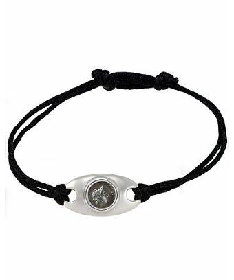 1884 Jewelry 1884 - Legacy Sterling Silver And Black Silk Id Bracelet W/1 Ottaviano Coin