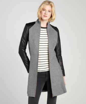 Love & Liberty Grey Wool And Black Leather 'jasper' Coat