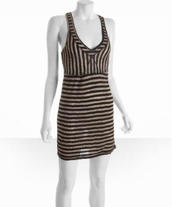 Free People Black Stripe Slub Knit Racerback Tank Dress