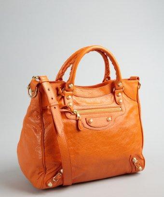 Balenciaga Orange Leather 'giant 12' Convertible Tote