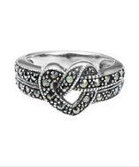 Aeravida Beautitul Heart Knot Marcasite Sterling Silver Ring