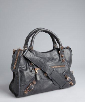 Balenciaga Anthracite  Leather 'giant City' Convertible Shoulder Bag