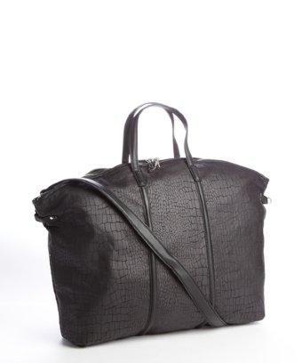 Kelsi Dagger Black Croc Embossed 'mina' Dome Tote