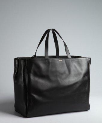 Saint Laurent Black Leather Oversized Large Tote With Pouchette