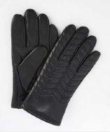 Wyatt Black Quilted Leather Itech Gloves