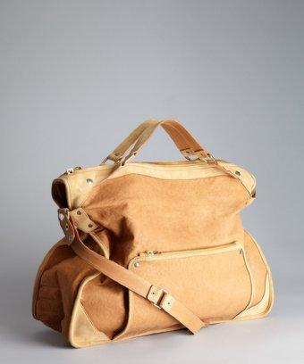 Celine Tan Leather And Suede Large Convertible Top Handle Bag