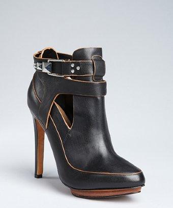 Mark & James by Badgley Mischka black leather 'Dannie' stud snap buckle ankle booties