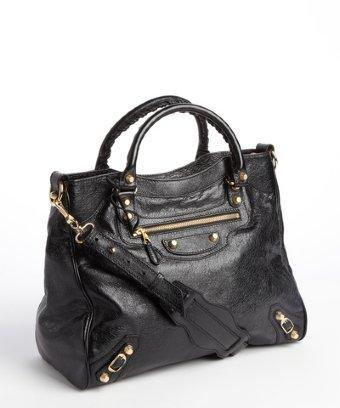 Balenciaga Black Leather 'city' Shoulder Bag
