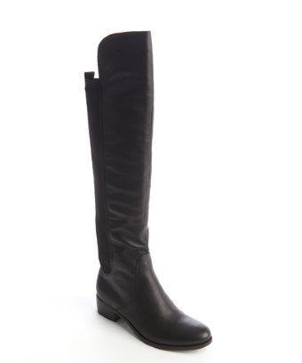 Charles By Charles David Black Leather And Spandex Knee High Boots