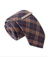 Skinny Tie Madness Skinny Tie Madness Men's Plaid Tie With Tie Clip