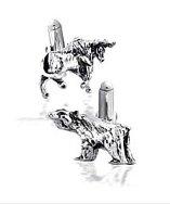 Bling Jewelry Bling Sterling Silver Wall Street Bull And Bear Cufflinks