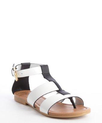 Charles By Charles David White And Black Leather Anklestrap 'vanna' Sandals