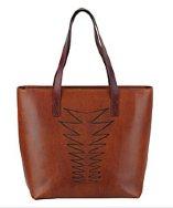 Most Wanted Usa Laser Tooled  Leather Tote In Walnut Brown