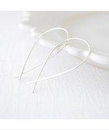 Olive Yew Inverted Hoop Earrings - Silver