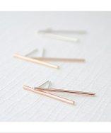 Olive Yew Simple Bar Earrings - Silver