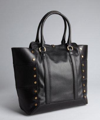 Kelsi Dagger Black Pebbled Leather Riveted 'parker' Large Top Handle Tote