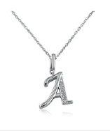 Amanda Rose Collection Diamond Initial A Pendant In Sterling Silver