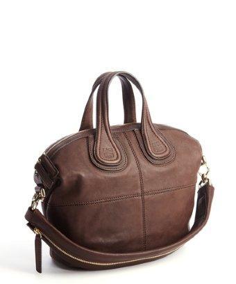 Givenchy Brown Leather Zippered Strap 'nightingale' Small Convertible Tote