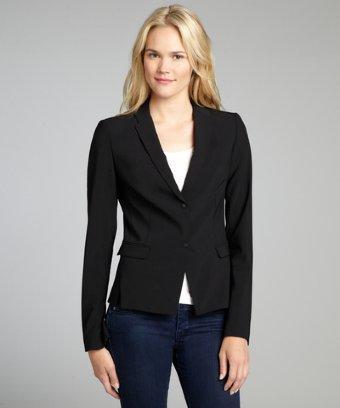 Elie Tahari Black Stretch Wool 'lindley' Two Snap Jacket