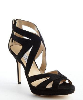 Jimmy Choo Black Shimmering Suede Cutout Pumps