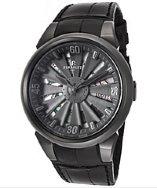 Perrelet Men's Turbine Limited Ed. Auto Titanium And Black Mop Snake Dial Black Genuine Alligator