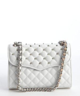Rebecca Minkoff White Quilted Leather Mini Studded 'affair' Shoulder Bag